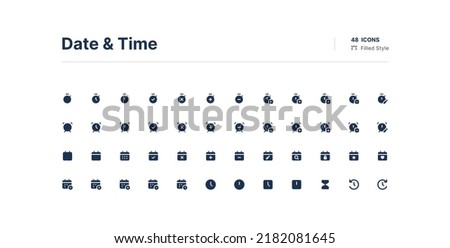 Date and Time UI Icons Pack Filled Style