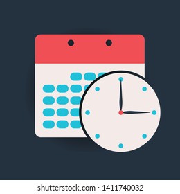 Date and time vector icon. Illustration isolated for graphic and web design