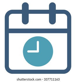 Date And Time vector icon. Style is bicolor flat symbol, cyan and blue colors, rounded angles, white background.