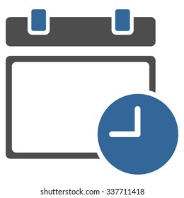 Date And Time vector icon. Style is bicolor flat symbol, cobalt and gray colors, rounded angles, white background.