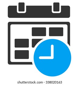 Date And Time vector icon. Style is bicolor flat symbol, blue and gray colors, rounded angles, white background.
