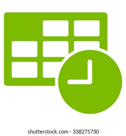 Date And Time vector icon. Style is flat symbol, eco green color, rounded angles, white background.