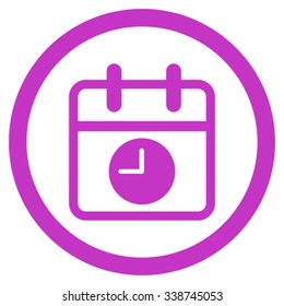 Date And Time vector icon. Style is flat rounded symbol, violet color, rounded angles, white background.