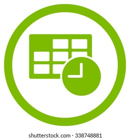 Date And Time vector icon. Style is flat rounded symbol, eco green color, rounded angles, white background.