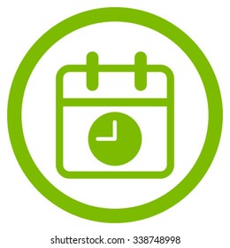 Date And Time vector icon. Style is flat rounded symbol, eco green color, rounded angles, white background.
