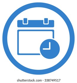 Date And Time vector icon. Style is flat rounded symbol, cobalt color, rounded angles, white background.