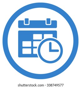 Date And Time vector icon. Style is flat rounded symbol, cobalt color, rounded angles, white background.
