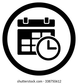 Date And Time vector icon. Style is flat rounded symbol, black color, rounded angles, white background.