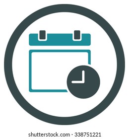 Date And Time vector icon. Style is bicolor flat rounded symbol, soft blue colors, rounded angles, white background.
