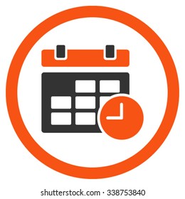 Date And Time vector icon. Style is bicolor flat rounded symbol, orange and gray colors, rounded angles, white background.