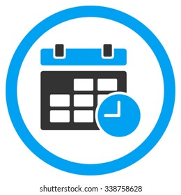 Date And Time vector icon. Style is bicolor flat rounded symbol, blue and gray colors, rounded angles, white background.