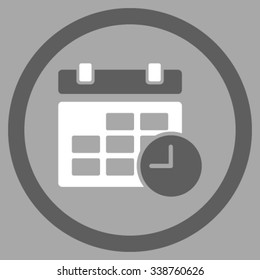 Date And Time vector icon. Style is bicolor flat rounded symbol, dark gray and white colors, rounded angles, silver background.