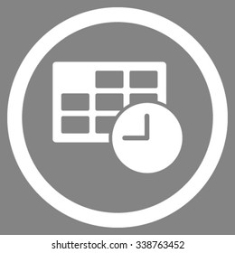 Date And Time vector icon. Style is flat rounded symbol, white color, rounded angles, gray background.