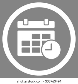 Date And Time vector icon. Style is flat rounded symbol, white color, rounded angles, gray background.