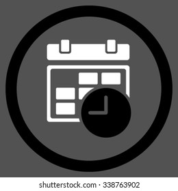 Date And Time vector icon. Style is bicolor flat rounded symbol, black and white colors, rounded angles, gray background.