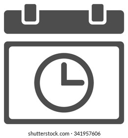 Date Time vector icon. Style is flat symbol, gray color, rounded angles, white background.
