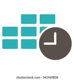 Date Time vector icon. Style is bicolor flat symbol, grey and cyan colors, rounded angles, white background.