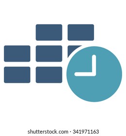 Date Time vector icon. Style is bicolor flat symbol, cyan and blue colors, rounded angles, white background.