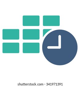 Date Time vector icon. Style is bicolor flat symbol, cobalt and cyan colors, rounded angles, white background.