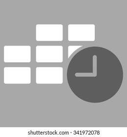 Date Time vector icon. Style is bicolor flat symbol, dark gray and white colors, rounded angles, silver background.