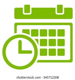 Date And Time vector icon. Style is flat symbol, eco green color, rounded angles, white background.