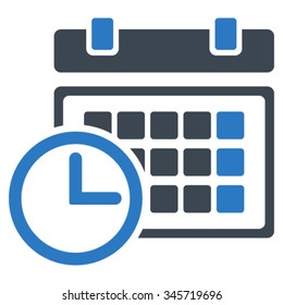 Date And Time vector icon. Style is bicolor flat symbol, smooth blue colors, rounded angles, white background.