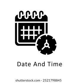 Date And TimeMail vector Solid icon style illustration. Symbol on White background EPS 10 File