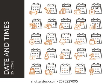 Date and Times icon pack. Set icon design