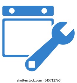 Date Tuning vector icon. Style is flat symbol, cobalt color, rounded angles, white background.