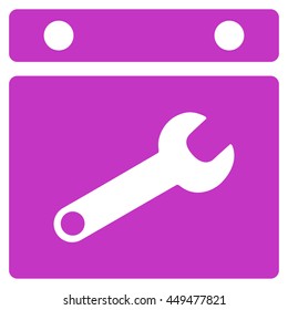 Date Tuning vector icon. Style is flat symbol, violet color, rounded angles, white background.
