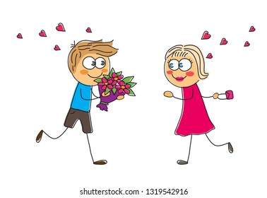 Date two lovers. Vector illustration