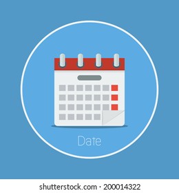 Date : Vector calendar icon flat design