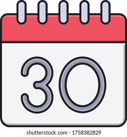 date vector flat color icon 