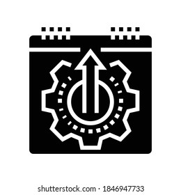 date working process calendar glyph icon vector. date working process calendar sign. isolated contour symbol black illustration