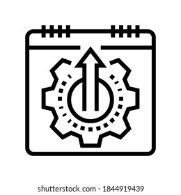 vector de icono de línea de calendario del proceso de trabajo de fecha. signo del calendario del proceso de trabajo de fecha. símbolo de contorno aislado ilustración negra