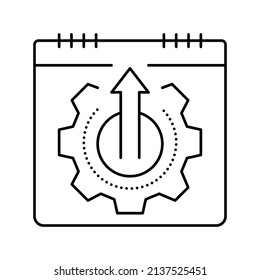 date working process calendar line icon vector. date working process calendar sign. isolated contour symbol black illustration