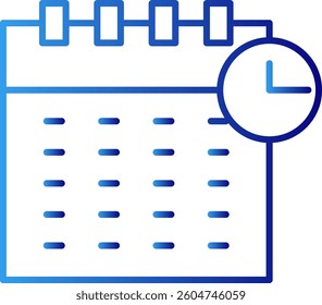 Dateline meeting icon with blue gradient outline style. device, measure, glass, old, creative, internet, online. Vector Illustration