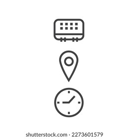 date,location and time icon vector element design template web