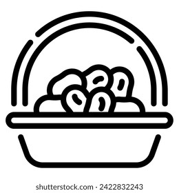 Dates Basket Icon Ramadan, for infographic, web, app, etc