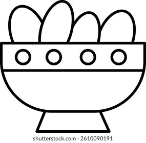 dates in a bowl for fasting, design illustration flat design, design outline, black white