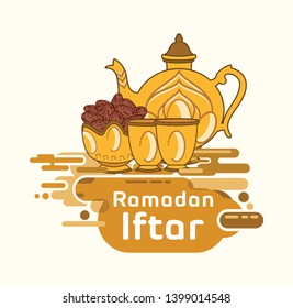 Dates and bowls, two cups and one kettle