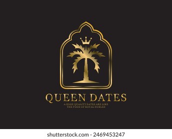 dates food logo and brand vector isolated. gold colors