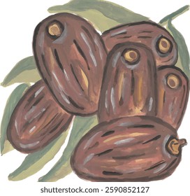 Dates fruit arab moslem ramadhan vibes watercolor illustration