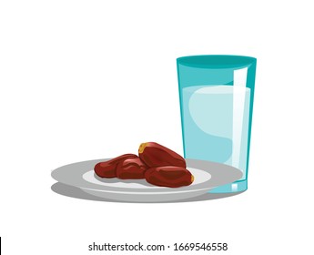 dátiles con vaso de agua.