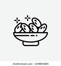  dates fruit icon, isolated islamic outline icon in light grey background, perfect for website, blog, logo, graphic design, social media, UI, mobile app