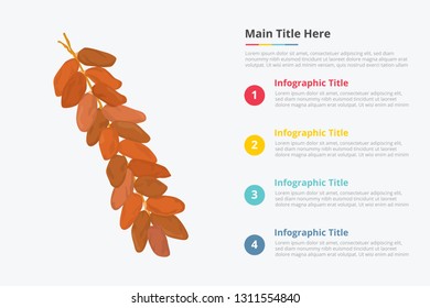 dates fruit infographics with some point title description for information template - vector illustration