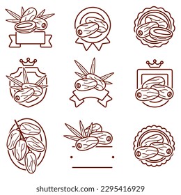 Dates fruit labels and elements set. Collection icon dates fruit. Vector