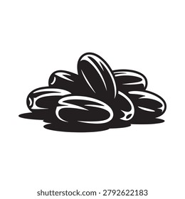 dates fruit pile black and white silhouette