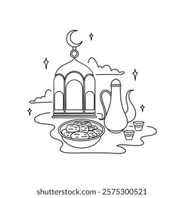 Dates fruit ramadan doodle coloring page