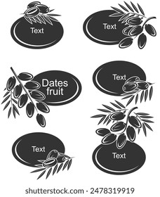 Dátiles de fruta. Icono de colección dátiles de fruta. Vector